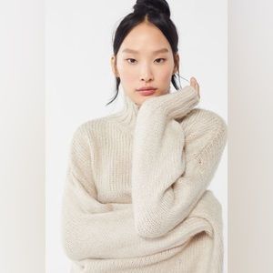 Urban Outfitters Gemma Cozy Turtleneck Cocoon Sweater Size S Cream